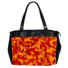 Red And Orange Camouflage Pattern Oversize Office Handbag (2 Sides) by SpinnyChairDesigns