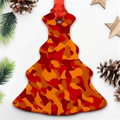 Red And Orange Camouflage Pattern Ornament (christmas Tree)  by SpinnyChairDesigns