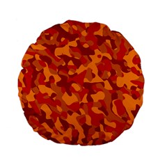 Red And Orange Camouflage Pattern Standard 15  Premium Flano Round Cushions by SpinnyChairDesigns