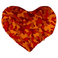 Red And Orange Camouflage Pattern Large 19  Premium Flano Heart Shape Cushions