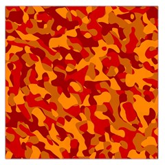 Red And Orange Camouflage Pattern Large Satin Scarf (square) by SpinnyChairDesigns