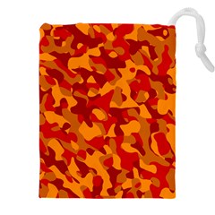 Red And Orange Camouflage Pattern Drawstring Pouch (4xl) by SpinnyChairDesigns