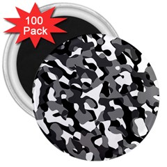 Black and White Camouflage Pattern 3  Magnets (100 pack)