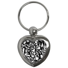 Black and White Camouflage Pattern Key Chain (Heart)