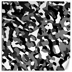 Black And White Camouflage Pattern Canvas 16  X 16  by SpinnyChairDesigns