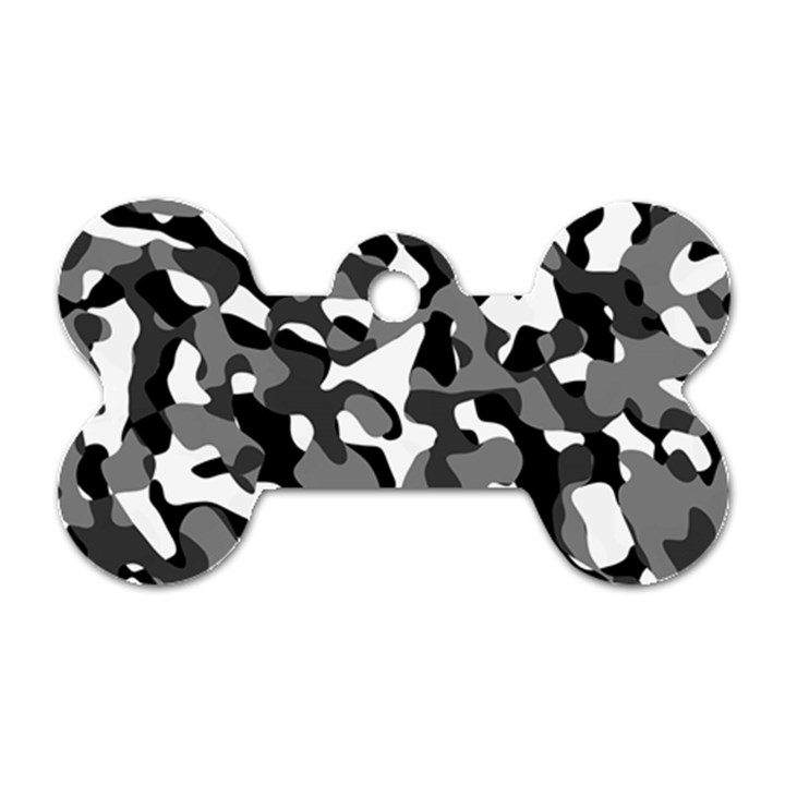 Black and White Camouflage Pattern Dog Tag Bone (Two Sides)