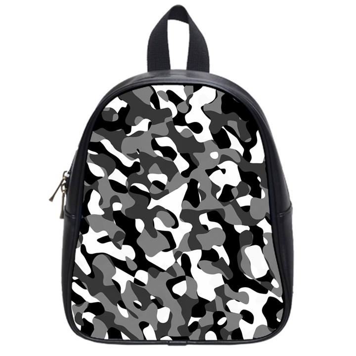 Black and White Camouflage Pattern School Bag (Small)