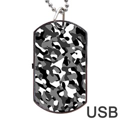 Black And White Camouflage Pattern Dog Tag Usb Flash (one Side)