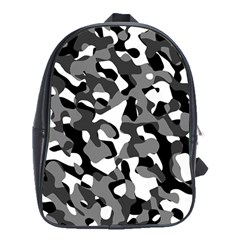 Black and White Camouflage Pattern School Bag (XL)