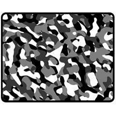 Black and White Camouflage Pattern Double Sided Fleece Blanket (Medium) 