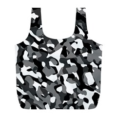 Black and White Camouflage Pattern Full Print Recycle Bag (L)