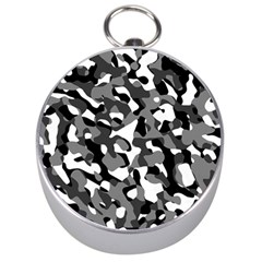 Black and White Camouflage Pattern Silver Compasses