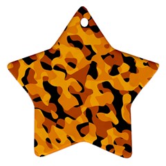 Orange And Black Camouflage Pattern Star Ornament (two Sides) by SpinnyChairDesigns