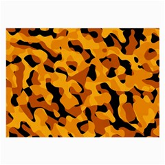 Orange And Black Camouflage Pattern Large Glasses Cloth by SpinnyChairDesigns