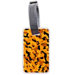 Orange And Black Camouflage Pattern Luggage Tag (one Side) by SpinnyChairDesigns