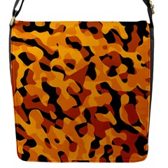 Orange And Black Camouflage Pattern Flap Closure Messenger Bag (s) by SpinnyChairDesigns