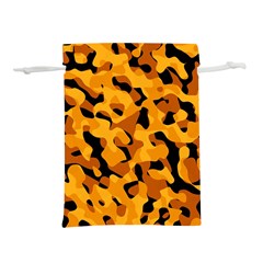 Orange And Black Camouflage Pattern Lightweight Drawstring Pouch (l) by SpinnyChairDesigns