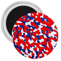 Red White Blue Camouflage Pattern 3  Magnets by SpinnyChairDesigns