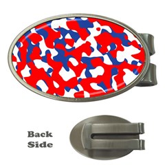 Red White Blue Camouflage Pattern Money Clips (oval)  by SpinnyChairDesigns