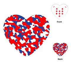 Red White Blue Camouflage Pattern Playing Cards Single Design (heart) by SpinnyChairDesigns