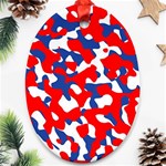 Red White Blue Camouflage Pattern Oval Ornament (Two Sides) Back