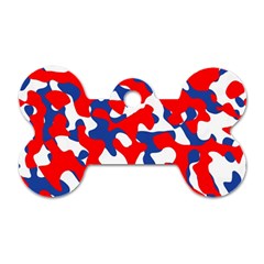 Red White Blue Camouflage Pattern Dog Tag Bone (two Sides) by SpinnyChairDesigns