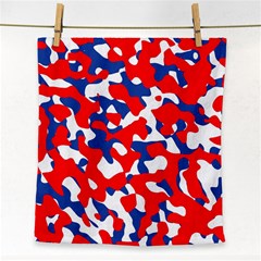 Red White Blue Camouflage Pattern Face Towel by SpinnyChairDesigns