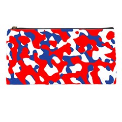 Red White Blue Camouflage Pattern Pencil Case by SpinnyChairDesigns