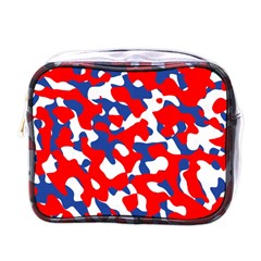 Red White Blue Camouflage Pattern Mini Toiletries Bag (one Side) by SpinnyChairDesigns