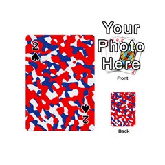 Red White Blue Camouflage Pattern Playing Cards 54 Designs (mini) by SpinnyChairDesigns