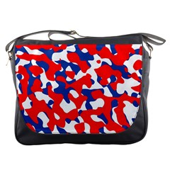 Red White Blue Camouflage Pattern Messenger Bag by SpinnyChairDesigns