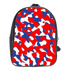 Red White Blue Camouflage Pattern School Bag (xl) by SpinnyChairDesigns