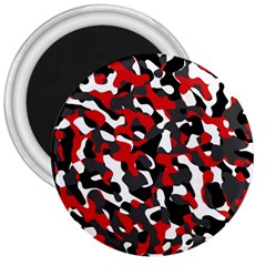 Black Red White Camouflage Pattern 3  Magnets by SpinnyChairDesigns