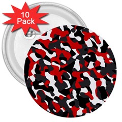 Black Red White Camouflage Pattern 3  Buttons (10 Pack)  by SpinnyChairDesigns