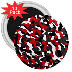 Black Red White Camouflage Pattern 3  Magnets (10 Pack)  by SpinnyChairDesigns