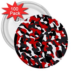 Black Red White Camouflage Pattern 3  Buttons (100 Pack)  by SpinnyChairDesigns