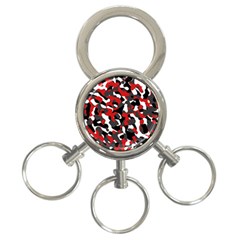 Black Red White Camouflage Pattern 3-ring Key Chain by SpinnyChairDesigns