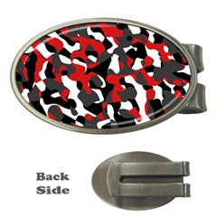 Black Red White Camouflage Pattern Money Clips (oval)  by SpinnyChairDesigns