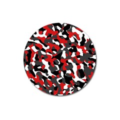 Black Red White Camouflage Pattern Magnet 3  (round) by SpinnyChairDesigns