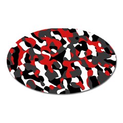 Black Red White Camouflage Pattern Oval Magnet by SpinnyChairDesigns