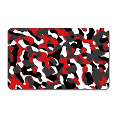 Black Red White Camouflage Pattern Magnet (rectangular) by SpinnyChairDesigns