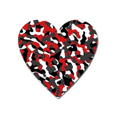 Black Red White Camouflage Pattern Heart Magnet by SpinnyChairDesigns