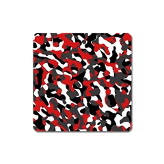 Black Red White Camouflage Pattern Square Magnet by SpinnyChairDesigns