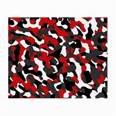 Black Red White Camouflage Pattern Small Glasses Cloth by SpinnyChairDesigns