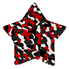 Black Red White Camouflage Pattern Star Ornament (two Sides) by SpinnyChairDesigns