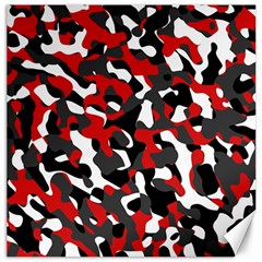 Black Red White Camouflage Pattern Canvas 16  X 16  by SpinnyChairDesigns