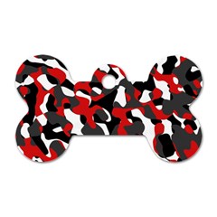 Black Red White Camouflage Pattern Dog Tag Bone (two Sides) by SpinnyChairDesigns