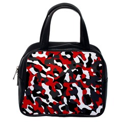 Black Red White Camouflage Pattern Classic Handbag (one Side) by SpinnyChairDesigns