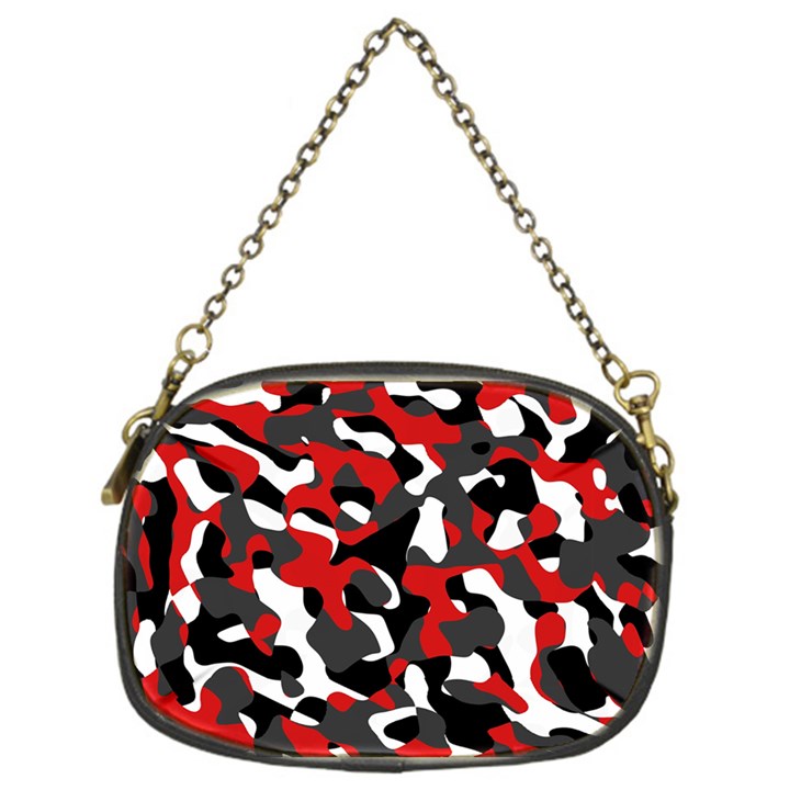 Black Red White Camouflage Pattern Chain Purse (One Side)