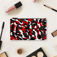 Black Red White Camouflage Pattern Cosmetic Bag (small) by SpinnyChairDesigns